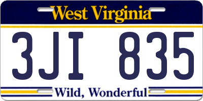 WV license plate 3JI835