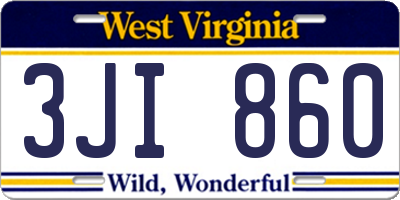 WV license plate 3JI860