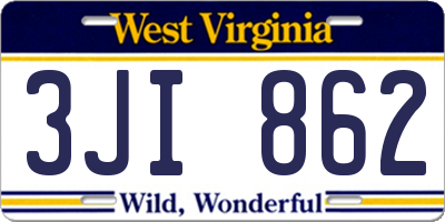 WV license plate 3JI862