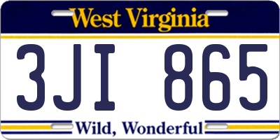 WV license plate 3JI865