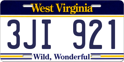 WV license plate 3JI921