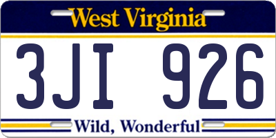 WV license plate 3JI926