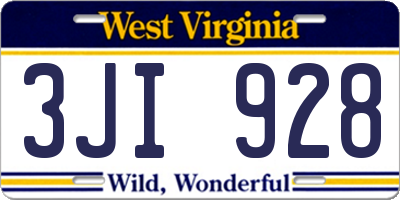 WV license plate 3JI928