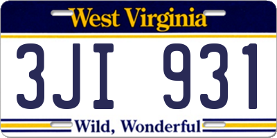 WV license plate 3JI931