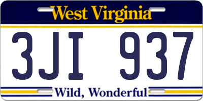 WV license plate 3JI937