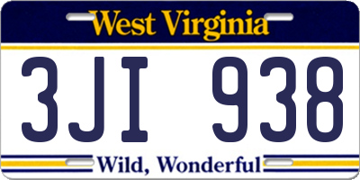 WV license plate 3JI938