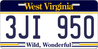 WV license plate 3JI950