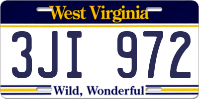 WV license plate 3JI972
