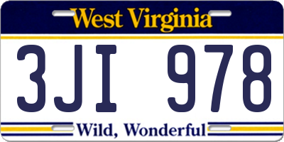 WV license plate 3JI978