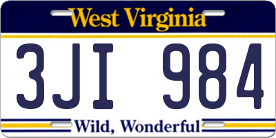 WV license plate 3JI984
