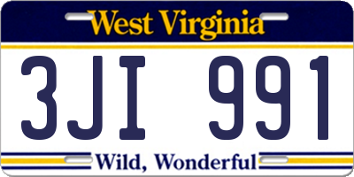 WV license plate 3JI991