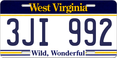 WV license plate 3JI992