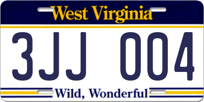 WV license plate 3JJ004