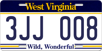 WV license plate 3JJ008
