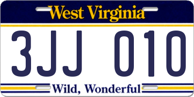 WV license plate 3JJ010