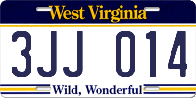WV license plate 3JJ014