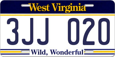 WV license plate 3JJ020