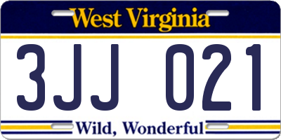 WV license plate 3JJ021