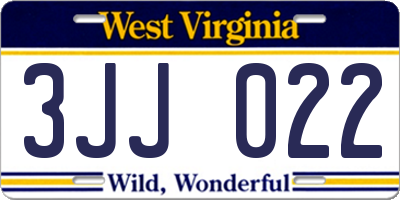 WV license plate 3JJ022