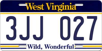 WV license plate 3JJ027