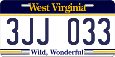 WV license plate 3JJ033