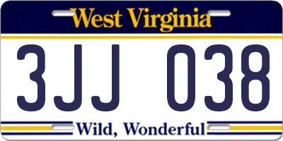 WV license plate 3JJ038