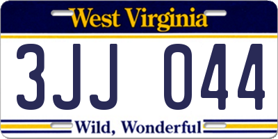 WV license plate 3JJ044