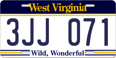 WV license plate 3JJ071