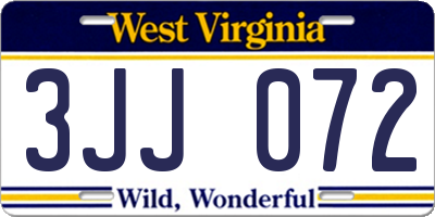 WV license plate 3JJ072