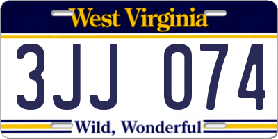 WV license plate 3JJ074