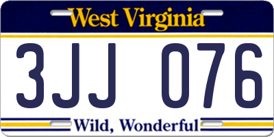 WV license plate 3JJ076