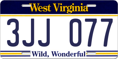 WV license plate 3JJ077