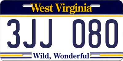 WV license plate 3JJ080