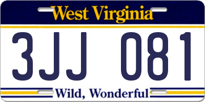 WV license plate 3JJ081
