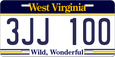 WV license plate 3JJ100