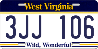 WV license plate 3JJ106