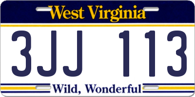 WV license plate 3JJ113