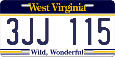 WV license plate 3JJ115