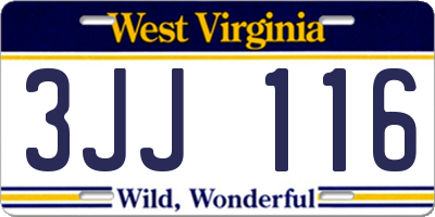 WV license plate 3JJ116