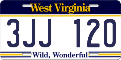 WV license plate 3JJ120