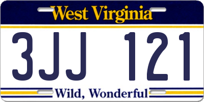 WV license plate 3JJ121