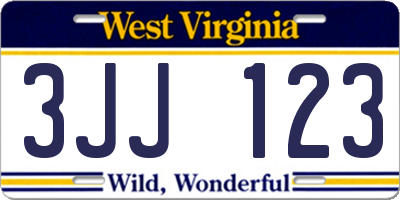 WV license plate 3JJ123