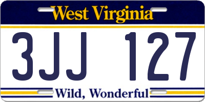 WV license plate 3JJ127