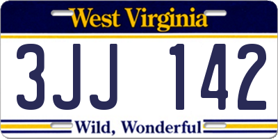 WV license plate 3JJ142