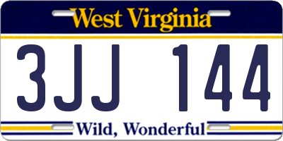 WV license plate 3JJ144