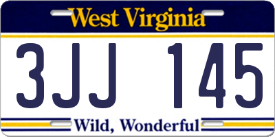 WV license plate 3JJ145