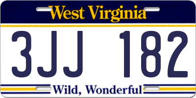 WV license plate 3JJ182