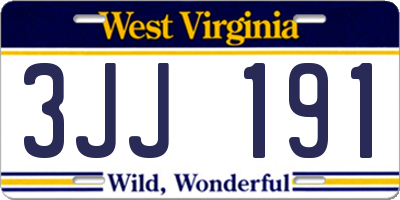 WV license plate 3JJ191