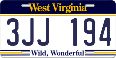 WV license plate 3JJ194
