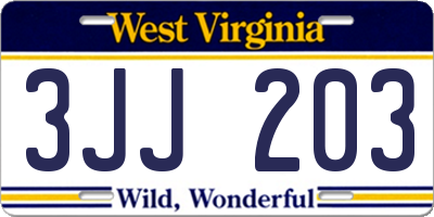 WV license plate 3JJ203